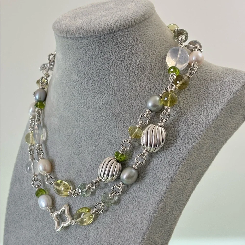 David Yurman Multi-Stone Quatrefoil Bijoux Station Necklace 36
